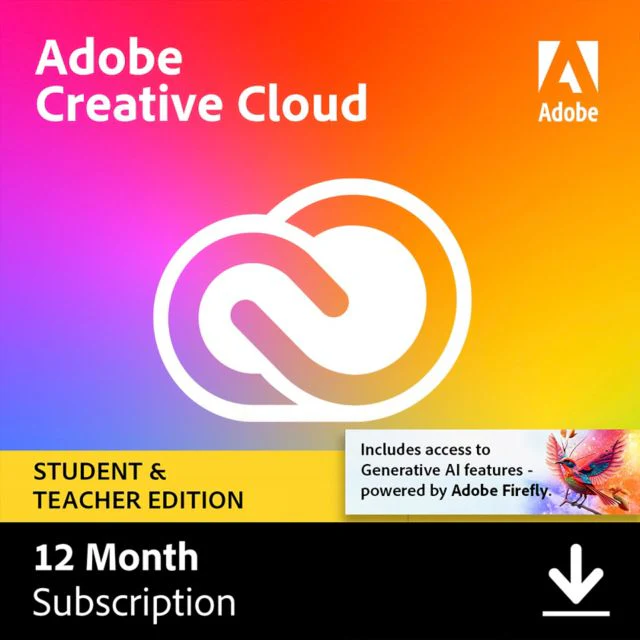 Adobe Creative Cloud Student & Teacher Edition (12-Month Subscription) - SPECIAL OFFER