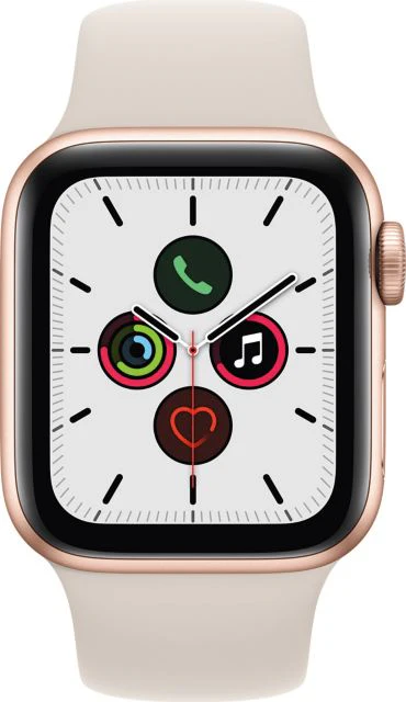 Apple Watch SE GPS, 44mm Gold Aluminum Case with Starlight Sport Band - Regular - ONLINE ONLY
