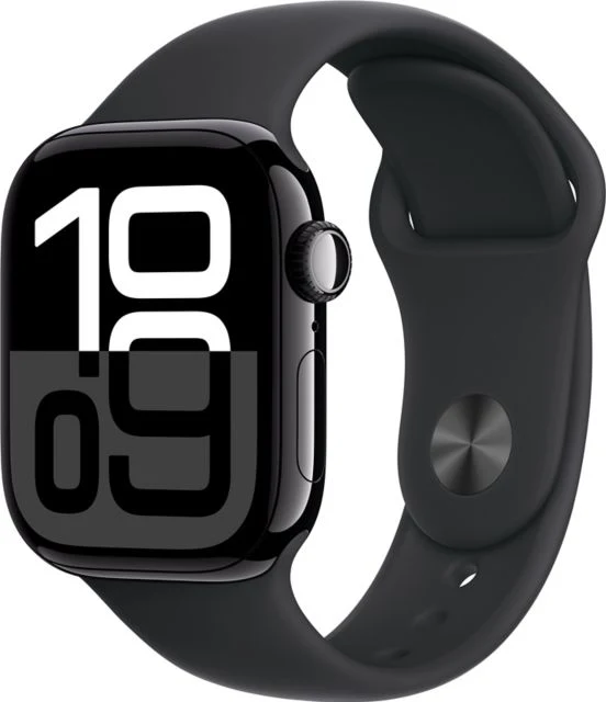 Apple Watch Series 10 GPS 46mm Jet Black Aluminum Case with Black Sport Band - M/L - ONLINE ONLY
