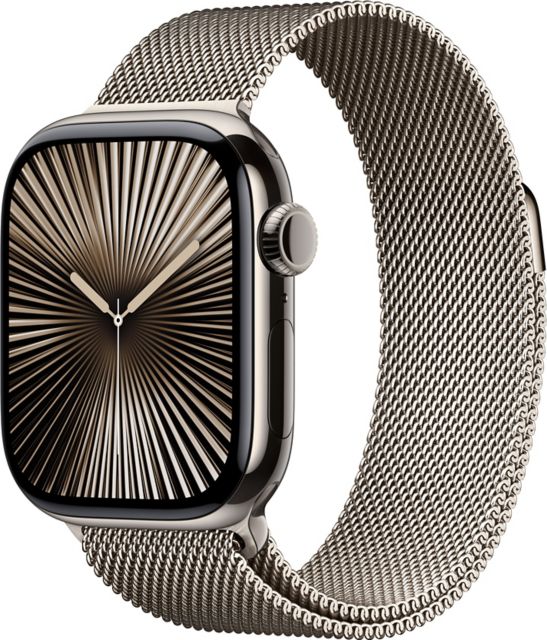 Apple Watch Series 10 GPS + Cellular 46mm Natural Titanium Case with Natural Milanese Loop - M/L - ONLINE ONLY