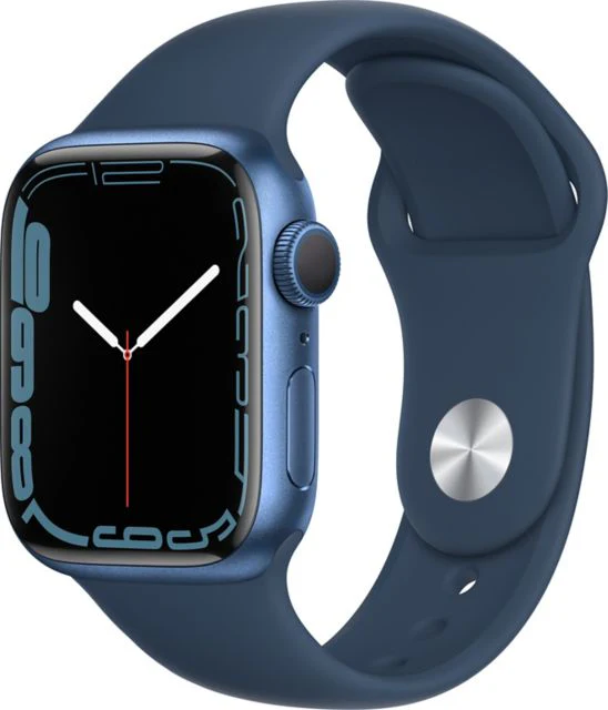 APPLE WATCH SERIES 7 GPS, 41MM BLUE ALUMINUM CASE WITH ABYSS BLUE SPORT BAND - REGULAR - ONLINE ONLY