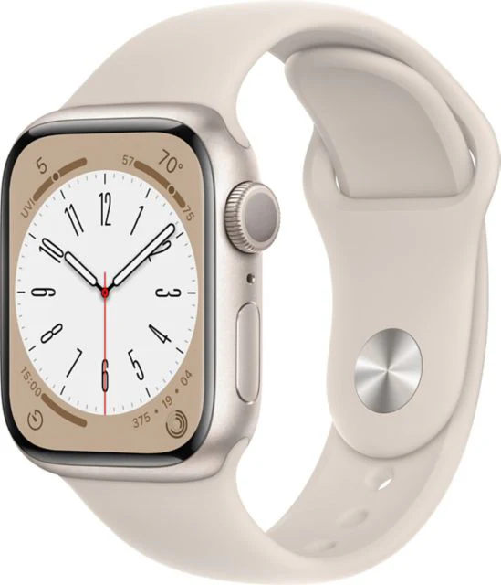 Apple Watch Series 8 GPS 41mm Starlight Aluminum Case with Starlight Sport Band - S/M - ONLINE ONLY