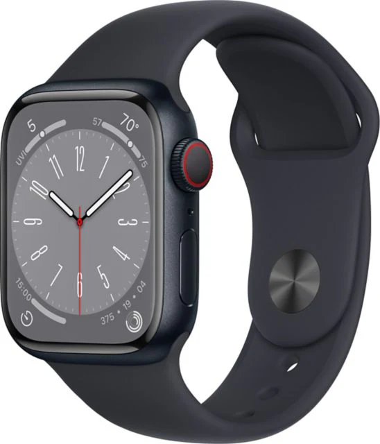 Apple Watch Series 8 GPS + Cellular 41mm Midnight Aluminum Case with Midnight Sport Band - S/M - ONLINE ONLY