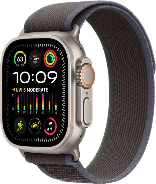 Apple Watch Ultra 2 GPS + Cellular, 49mm Titanium Case with Blue/Black Trail Loop - M/L