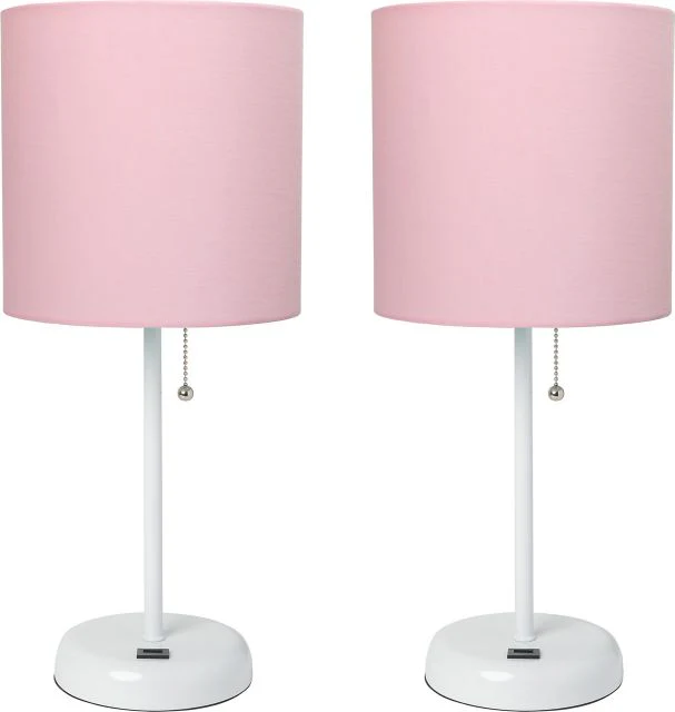 Creekwood Home 19.5 Oslo Contemporary Bedside Duo, White Table Lamp Two Pack Set with USB Port Shades - Image 5