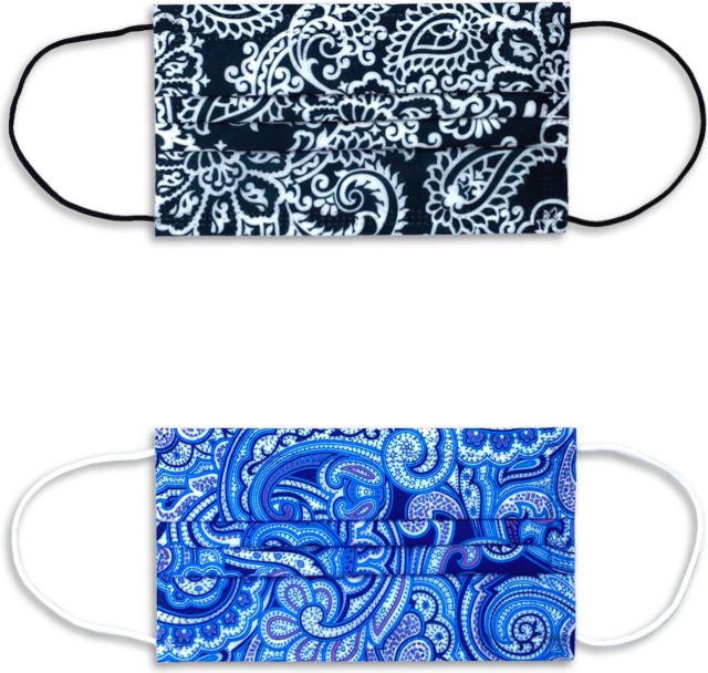 DISPOSABLE MASK BLACK PAISLEY 12-PACK AND BLUE PAISLEY 12-PACK (24 TOTAL MASKS) - ONLINE ONLY