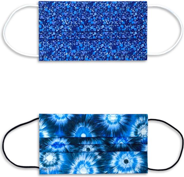 DISPOSABLE MASK BLUE SMALL FLORAL 12-PACK AND BLUE TIE DYE 12-PACK (24 TOTAL MASKS) - ONLINE ONLY