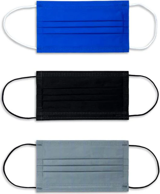 DISPOSABLE MASK SOLID ROYAL BLUE 12-PACK, SOLID BLACK 12-PACK, AND SOLID GREY 12-PACK (36 TOTAL MASKS) - ONLINE ONLY
