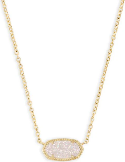 Elisa Short Pendant Necklace Gold Iridescent Drusy