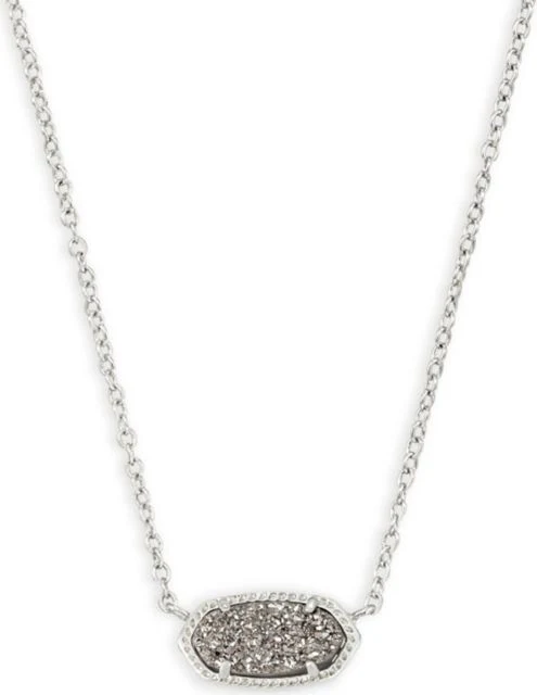 Elisa Short Pendant Necklace Silver Platinum Drusy