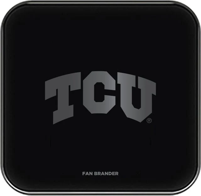 Fast Charging Glass Wireless Charge Pad with Texas Christian University Horned Frogs Primary Mark Laser Etched Design - ONLINE ONLY