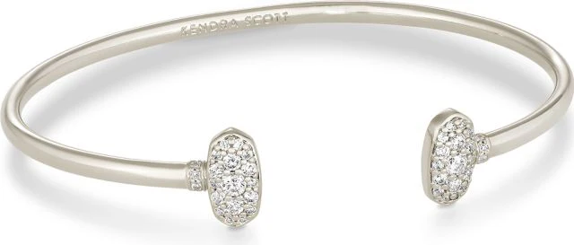 Grayson Crystal Cuff Bracelet Silver Metal White Cz