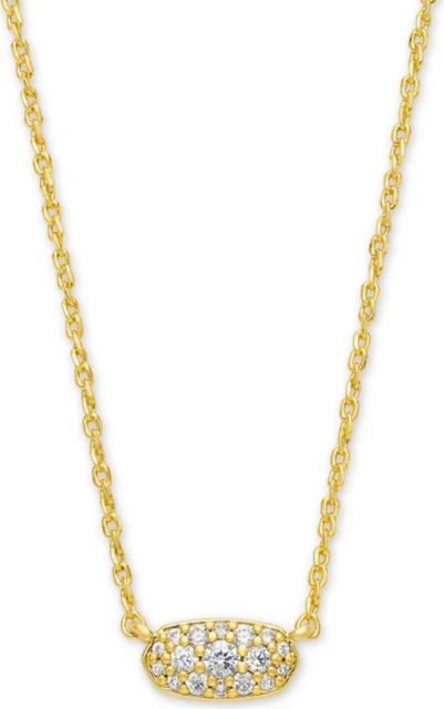 Grayson Crystal Pendant Necklace Gold Metal White Cz