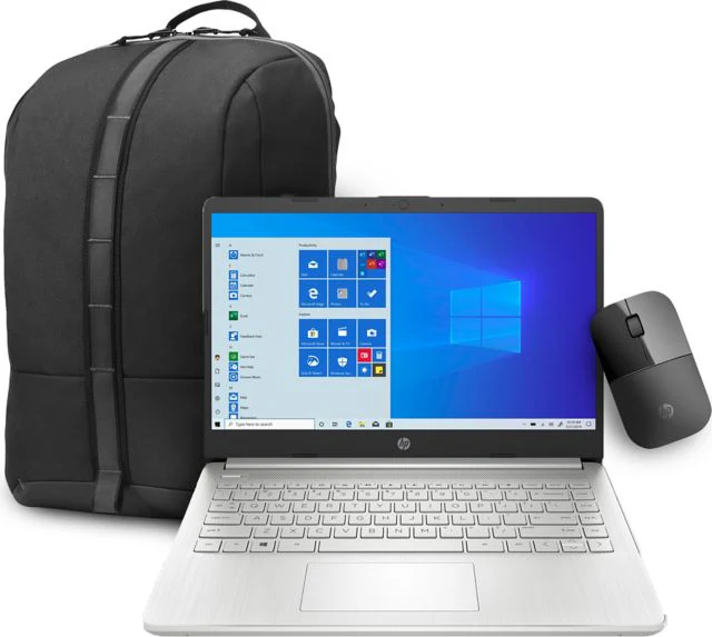 HP 14'' Notebook AMD/4GB/128GB Bundled with Wireless Mouse and Backpack - ONLINE ONLY