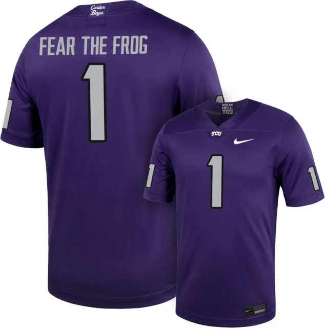Texas Christian University Football Fear The Frog #1 Replica Jersey - Image 3