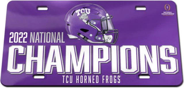 Texas Christian University Football 2022 National Champions Trophy License Plate Frame