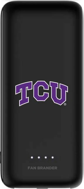 mophie Black power boost mini 5,200 mAH case with Texas Christian University Horned Frogs Primary Mark design - ONLINE ONLY