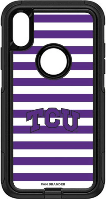 Otterbox Black Commuter case w/ Texas Christian University Horned Frogs Primary w/ Stripes design - iPhone XR - ONLINE ONLY