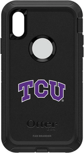 Otterbox Black Defender case w/ Texas Christian University Horned Frogs Primary Mark design - iPhone XR - ONLINE ONLY
