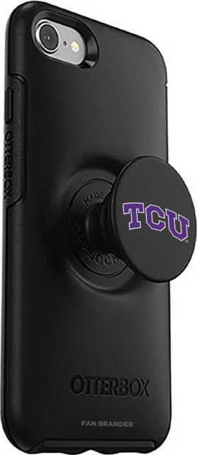 OtterBox Black iPhone 8/7 Otter + Pop Symmetry case with Texas Christian University Horned Frogs Primary Mark design - ONLINE ONLY