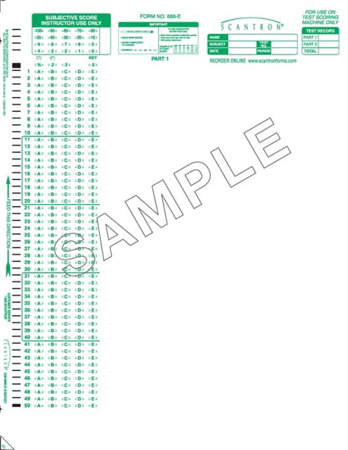 SCANTRON 100QUES/5CH ALPHA 2/S