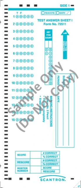 SCANTRON DM ANSWER SHEET I