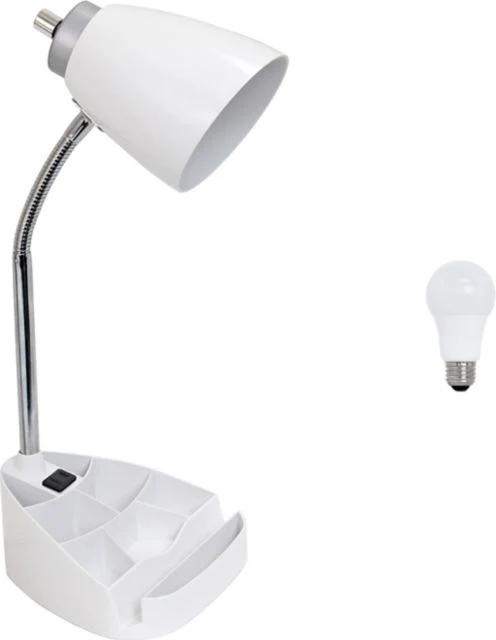 Simple Designs 18.5 Gooseneck Organizer Desk Lamp with iPad Tablet Stand Book Holder and Charging Outlet, with LED Bulb - Image 2
