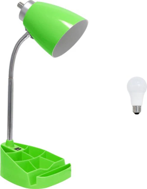 Simple Designs 18.5 Gooseneck Organizer Desk Lamp with iPad Tablet Stand Book Holder and USB port, with LED Bulb - Image 3