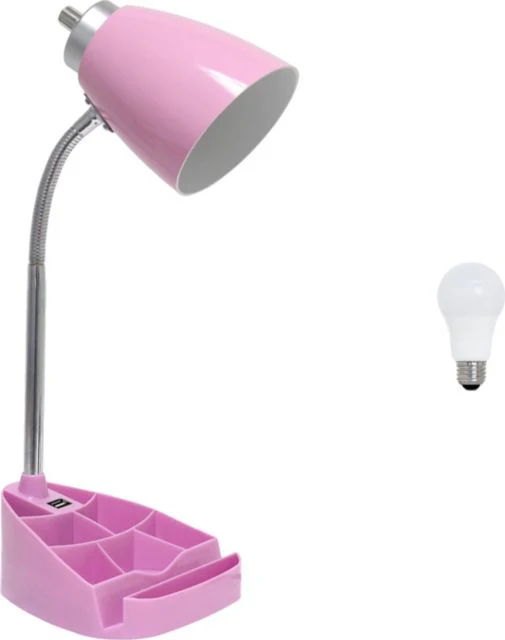 Simple Designs 18.5 Gooseneck Organizer Desk Lamp with iPad Tablet Stand Book Holder and USB port, with LED Bulb - Image 6