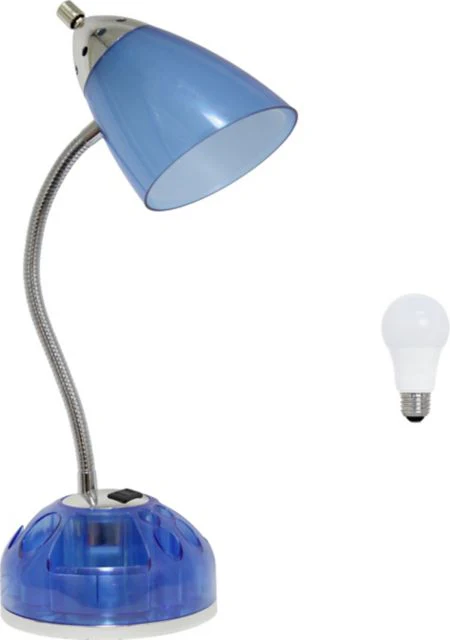 Simple Designs 19.5 Flossy Organizer Desk Lamp with Charging Outlet Lazy Susan Base and LEB Bulb - Image 2