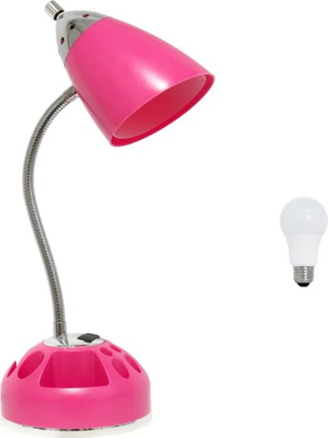 Simple Designs 19.5 Flossy Organizer Desk Lamp with Charging Outlet Lazy Susan Base and LEB Bulb - Image 3