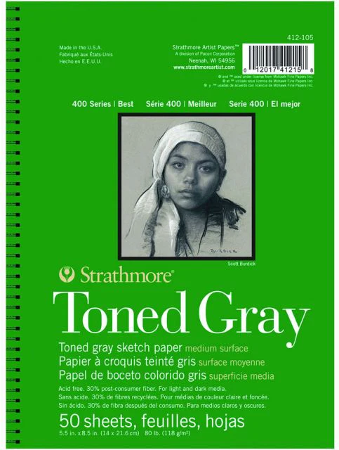 SKETCH TONED 400 WIRE BOUND GRAY 5.5X8.5