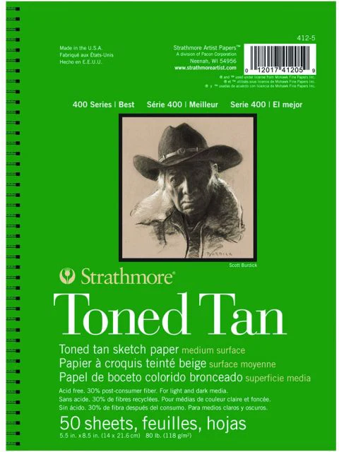 SKETCH TONED 400 WIRE BOUND TAN 5.5X8.5