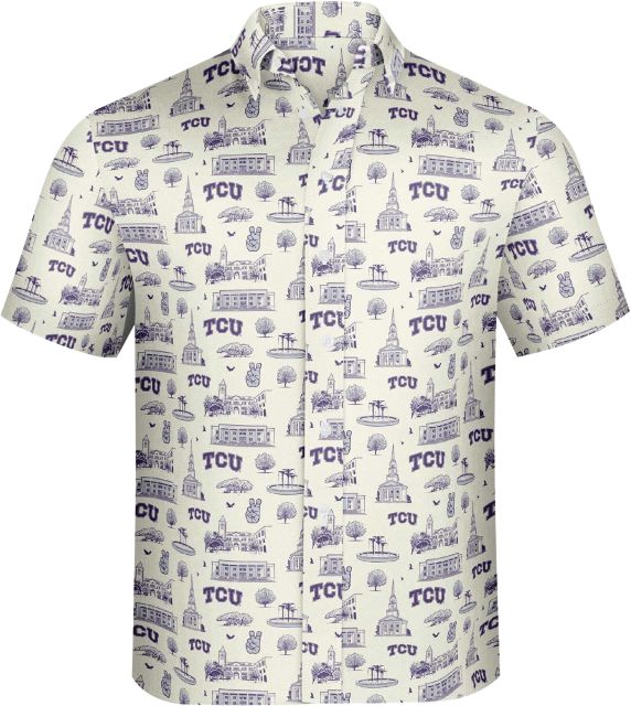 Texas Christian University Button Up Short Sleeve T-Shirt