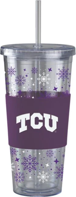 Texas Christian University Straw Snowflake Tumbler