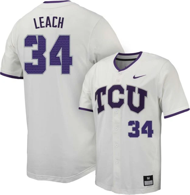 TCU Baseball Replica Jersey #34 D LEACH