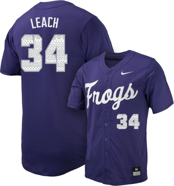 TCU Baseball Replica Jersey #34 D LEACH - Image 2