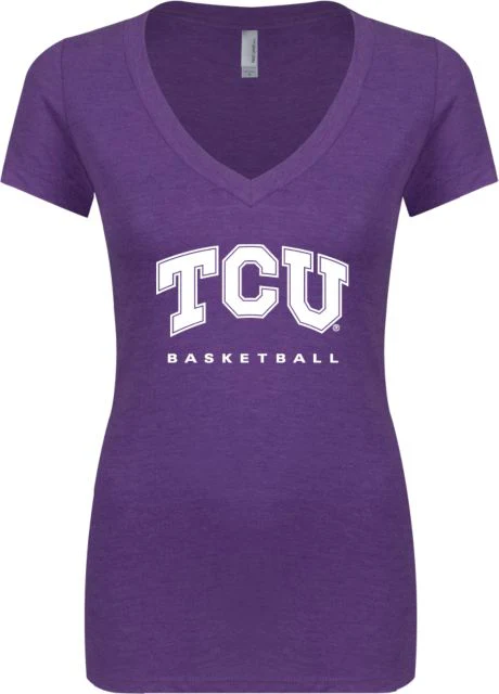 TCU Next Level Ladies Vintage Tri Blend V Neck Tee Basketball - ONLINE ONLY - Image 2