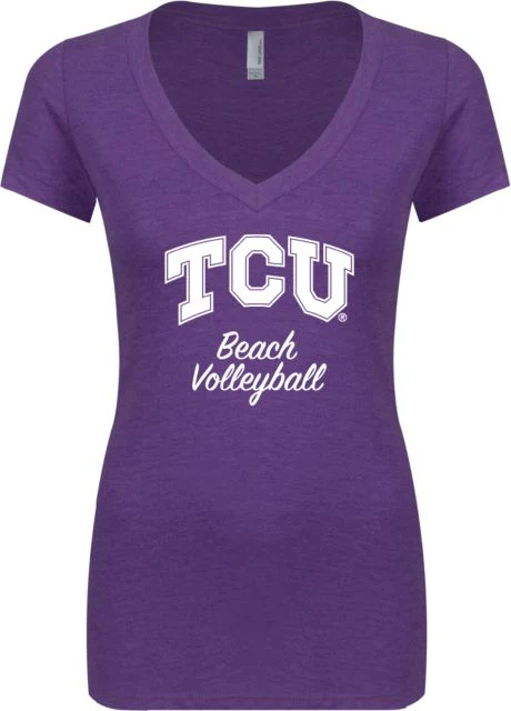 TCU Next Level Ladies Vintage Tri Blend V Neck Tee Beach Volleyball Script - ONLINE ONLY