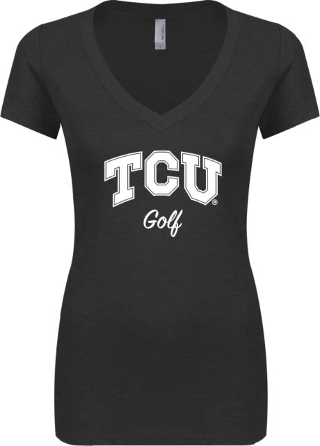 TCU Next Level Ladies Vintage Tri Blend V Neck Tee Golf Script - ONLINE ONLY
