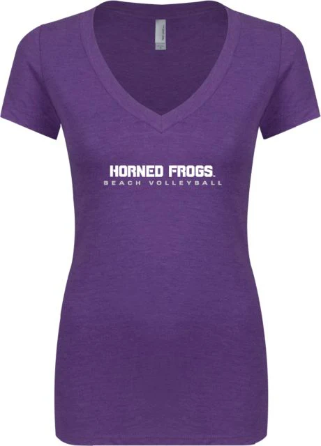 TCU Next Level Ladies Vintage Tri Blend V Neck Tee Horned Frogs Beach Volleyball - ONLINE ONLY