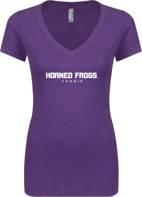 TCU Next Level Ladies Vintage Tri Blend V Neck Tee Horned Frogs Tennis - ONLINE ONLY