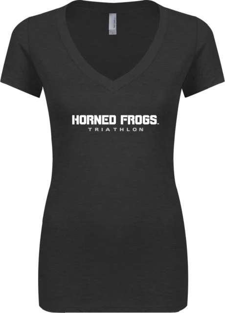 TCU Next Level Ladies Vintage Tri Blend V Neck Tee Horned Frogs Triathlon - ONLINE ONLY