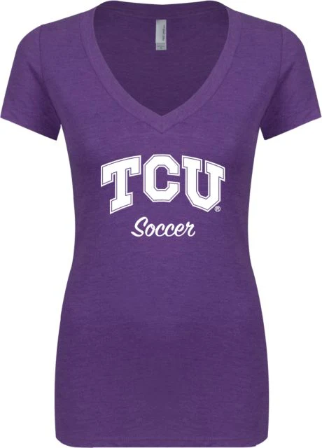TCU Next Level Ladies Vintage Tri Blend V Neck Tee Soccer Script - ONLINE ONLY