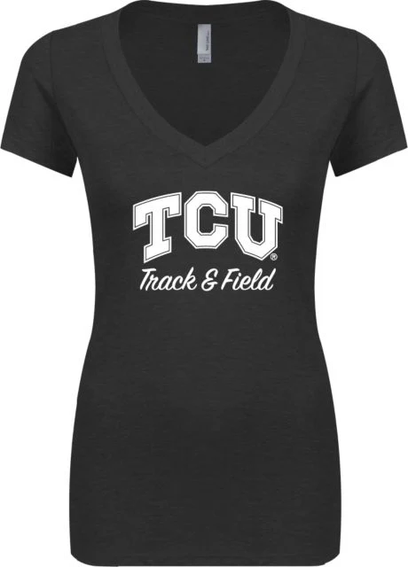 TCU Next Level Ladies Vintage Tri Blend V Neck Tee Track and Field Script - ONLINE ONLY