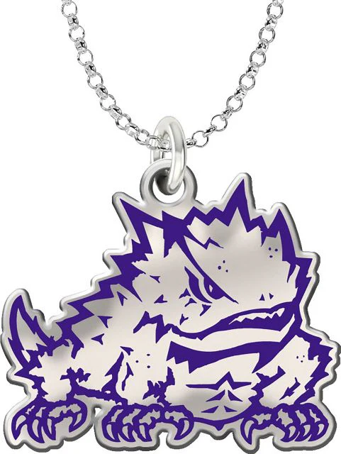 Texas Christian Horned Frogs Silver Enamel Logo Charm Pendant - ONLINE ONLY
