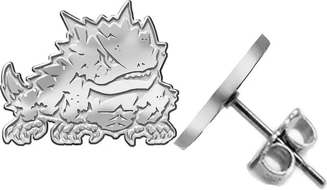Texas Christian Horned Frogs Silver Logo Stud Earrings - ONLINE ONLY