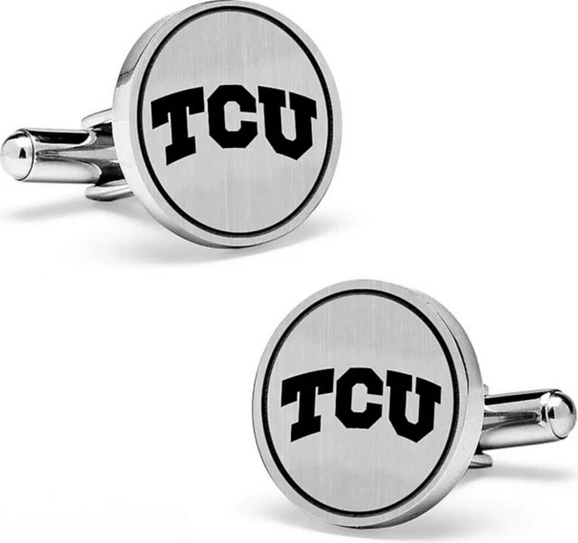 Texas Christian Horned Frogs Silver Round Cuff Links - ONLINE ONLY