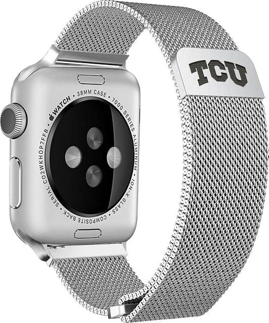 Texas Christian Horned Frogs Stainless Steel Band For Apple Watch - 38mm - ONLINE ONLY