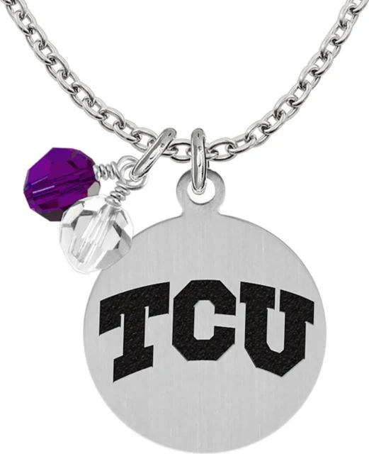 Texas Christian Horned Frogs Stainless Steel Pendant - Round Charm - ONLINE ONLY